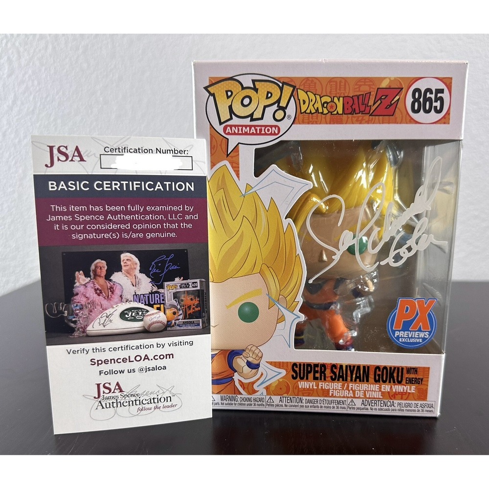 Funko Pop! DBZ Super Saiyan Goku with Energy‎ #865 signed Sean Schemmel Cert JSA